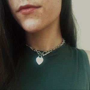 Double Chain Heart Pendant Choker